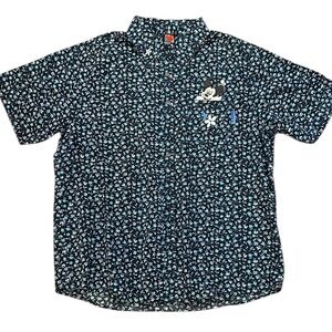 Vintage Mickey Unlimited Pocket Shirt Short Sleeve Navy Floral Cotton 14W/16W